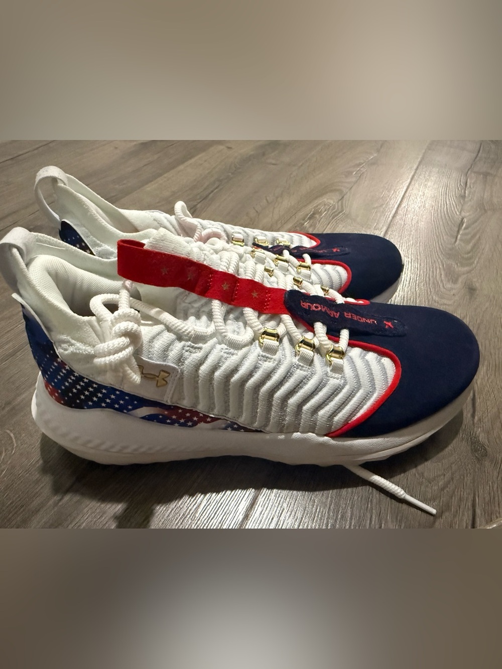 Under Armour mens Navy, White & Red baseball turf shoes